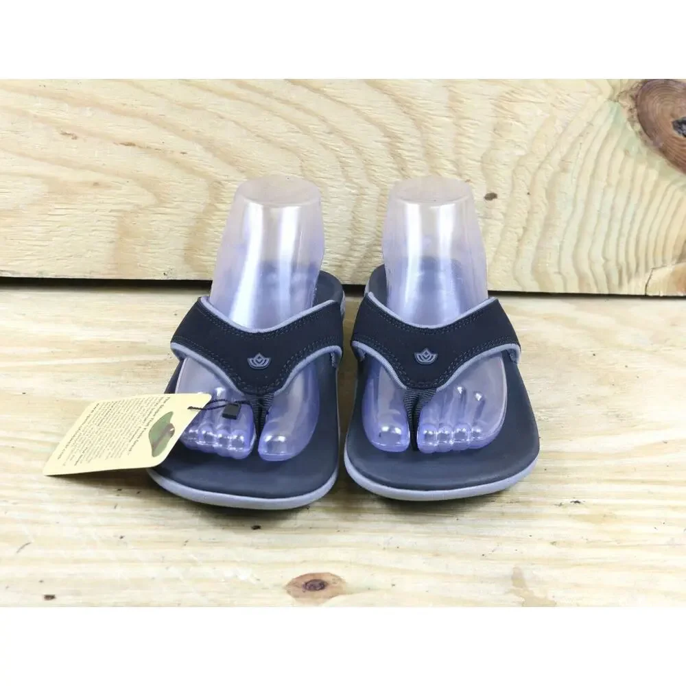 New Spenco Mens 10B Flip Flops Black Yumi Orthotic Womens 12B Slides